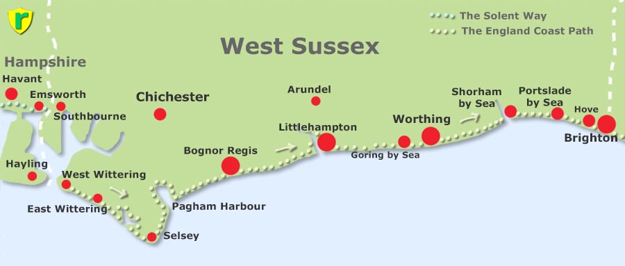 West Sussex coast path map